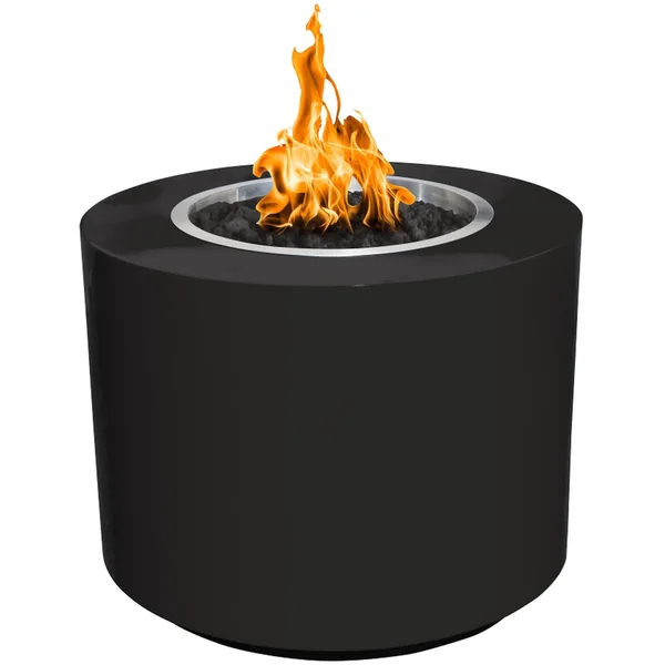 Beverly 42 Inch Round Powder Coated Steel Propane Fire Pit in Black by The Outdoor Plus