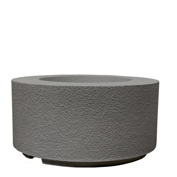 Spylake View 36 Inch Round GFRC Natural Gas Fire Pit in Pewter by Lakeview Outdoor Designs