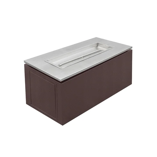 Merona 46 Inch Rectangular Powder Coated Steel Natural Gas Fire Pit Table w/ Glow Plug in Copper by The Outdoor Plus