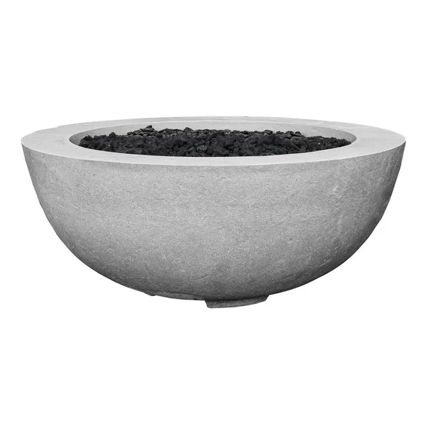 Valley Bay 8 39 Inch Round GFRC Natural Gas Fire Bowl in Natural by Lakeview Outdoor Designs