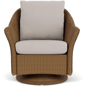 Weekend Retreat Lloyd Loom Swivel Glider Club Chair in Hickory/Remy Cloud by Lloyd Flanders