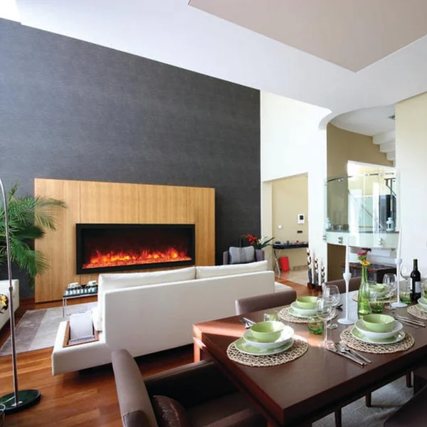 Remii by Amantii Panorama Tall 65-Inch Built-In Electric Fireplace with Black Steel Surround - Indoor/Outdoor - 102765-XT