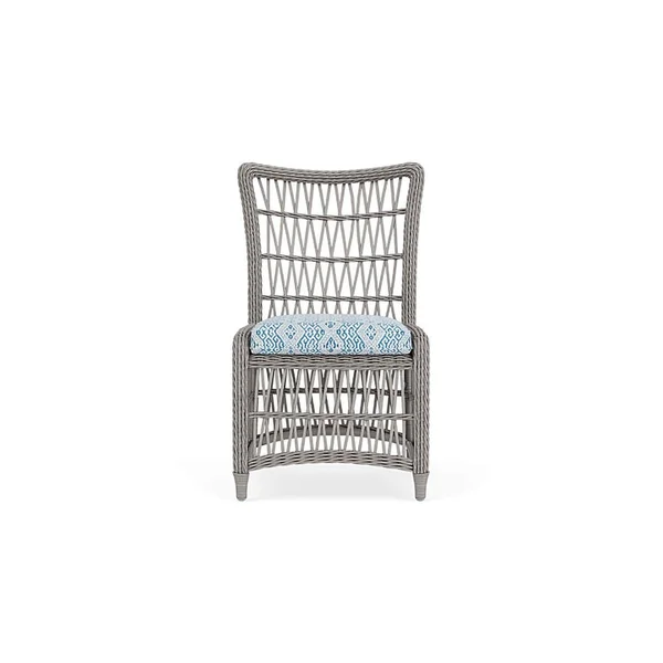 Mackinac Wicker Dining Chair in Putty/Aman Capri by Lloyd Flanders