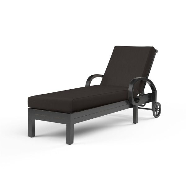 Monterey Aluminum Patio Chaise Lounge in Spectrum Carbon w/ Self Welt By Sunset West