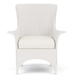Mandalay Wicker Dining Arm Chair in White/Sailcloth Salt By Lloyd Flanders