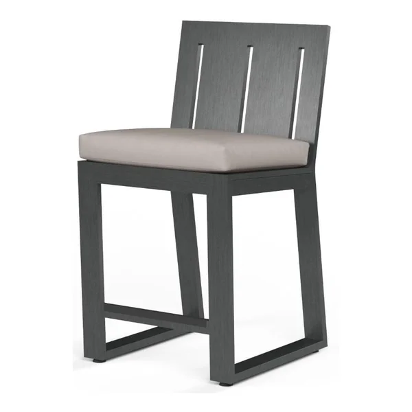 Redondo Aluminum Counter Stool w/ No Welt in Slate/Canvas Natural by Sunset West