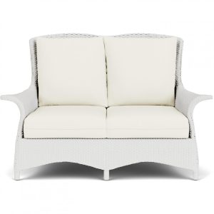 Mandalay Lloyd Loom Loveseat in Matte White/Sailcloth Salt by Lloyd Flanders