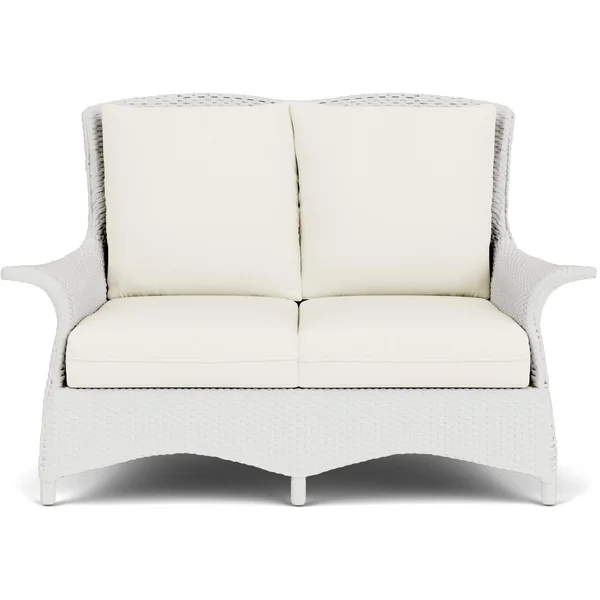 Mandalay Lloyd Loom Loveseat in Matte White/Sailcloth Salt by Lloyd Flanders