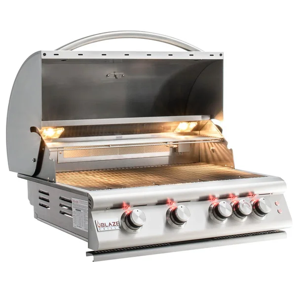 Blaze LTE Marine Grade 32-Inch 4-Burner Built-In Propane Gas Grill w/ Rear Infrared Burner & Grill Lights - BLZ-4LTE2MG-LP
