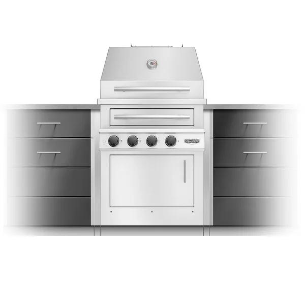Kalamazoo K500HB Hybrid Fire Two Burner Built-In Bulk Propane Grill W/ Meat & Plancha Grill Surface Grates