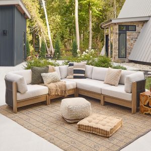 Heritage Outdoor 5 Pc Modular Sectional Sofa in Beechwood W/ Sunbrella Cushions by Lakeview Outdoor Designs
