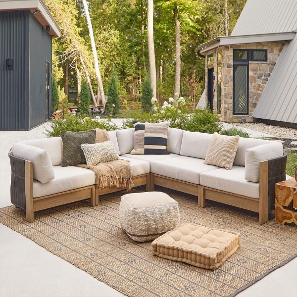Heritage Outdoor 5 Pc Modular Sectional Sofa in Beechwood W/ Sunbrella Cushions by Lakeview Outdoor Designs
