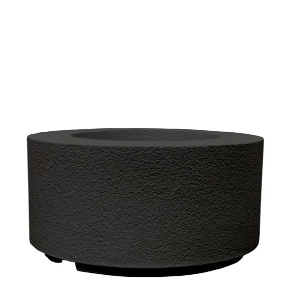 Spylake View 36 Inch Round GFRC Natural Gas Fire Pit in Ebony by Lakeview Outdoor Designs