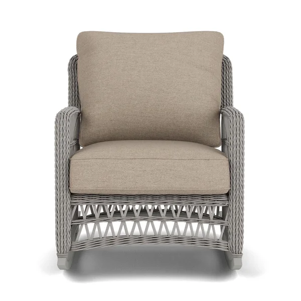 Mackinac Wicker Rocking Club Chair in Putty/Demo Oatmeal By Lloyd Flanders