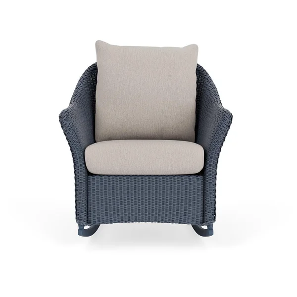 Weekend Retreat Lloyd Loom Rocking Chair in Denim Blue/Remy Cloud by Lloyd Flanders