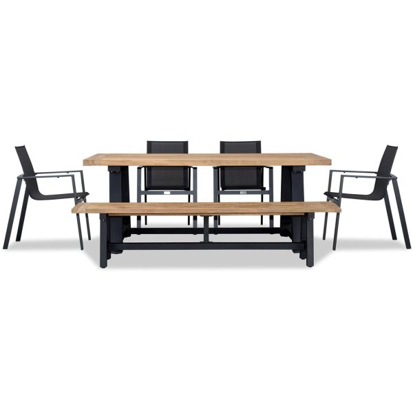 Spring Bay 6 Pc Reclaimed Teak Dining Set w/ Bench in Black by Lakeview Outdoor Designs