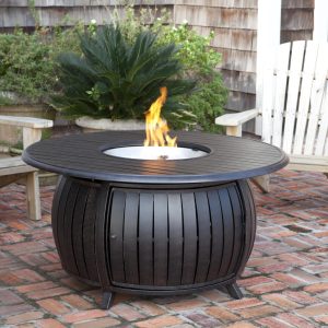 Haven Bay 42 Inch Round Aluminum Propane Fire Pit Table in Bronze by Ultimate Patio