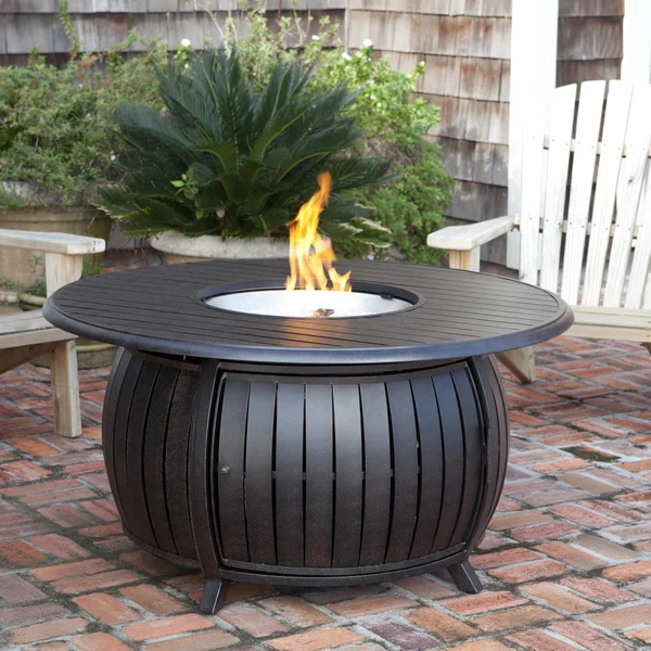 Haven Bay 42 Inch Round Aluminum Propane Fire Pit Table in Bronze by Ultimate Patio