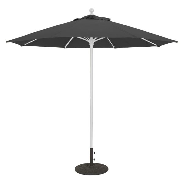 Galtech 9 Ft. Octagonal Aluminum Patio Market Umbrella W/ Push Lift - White Frame W/ Sunbrella Canvas Black Canopy