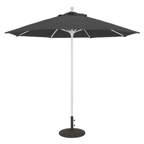 Galtech 9 Ft. Octagonal Aluminum Patio Market Umbrella W/ Push Lift - White Frame W/ Sunbrella Canvas Black Canopy
