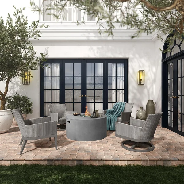 Siena 4 Pc Aluminum Fire Pit Seating Set in Graphite/Harbor Slate by Ebel