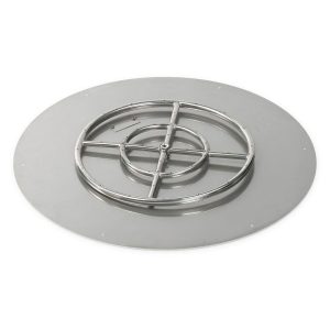 BBQGuys Signature 30-Inch Round Stainless Steel Flat Pan W/ 18-Inch Propane Gas Fire Ring - SS-RFP-30-ASBL-LP