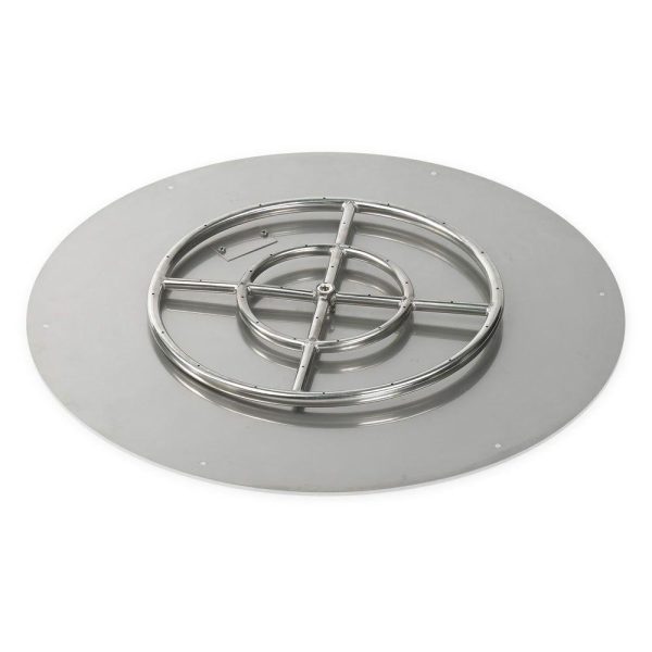 BBQGuys Signature 30-Inch Round Stainless Steel Flat Pan W/ 18-Inch Propane Gas Fire Ring - SS-RFP-30-ASBL-LP