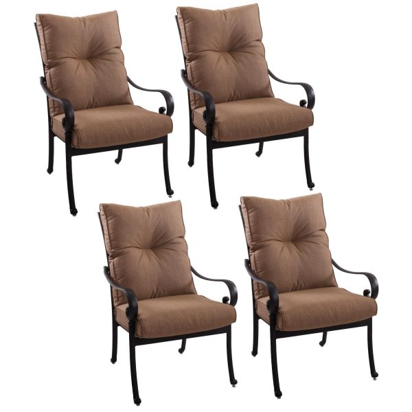 Santa Anita Cast Aluminum 4 Pc Set Dining Chair Set in Antique Bronze/Sesame Sunbrella by Darlee