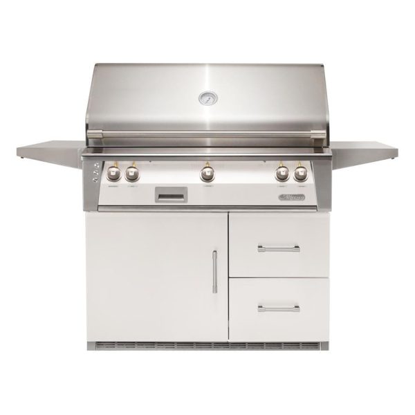 Alfresco ALXE 42-Inch Freestanding Natural Gas Grill On Refrigerated Cart With Sear Zone And Rotisserie in Signal White Gloss - ALXE-42SZRFG-NG-S9003