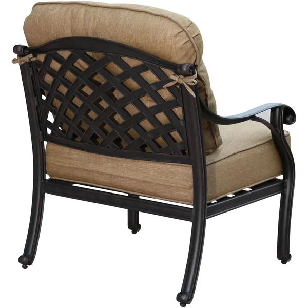 Nassau Cast Aluminum Club Chair in Antique Bronze/Sesame by Darlee