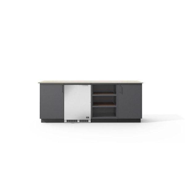 Urban Bonfire Skye Outdoor Kitchen w/ DCS 24-Inch 5.3 Cu. Ft. Refrigerator, Danae Dekton Countertop & Anthracite Finish - B-Skye-Danae-Anthracite