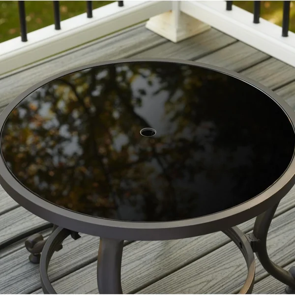 The Outdoor GreatRoom Company 20-inch Round Tempered Glass Fire Pit Burner Cover - Black - CFT-GLASS