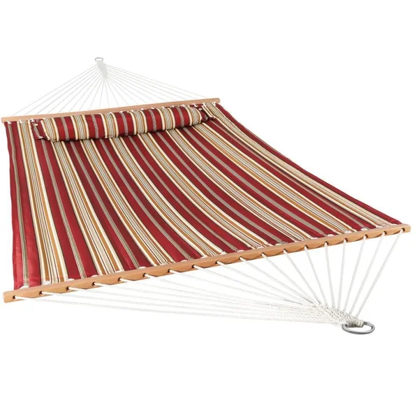 Ultimate Patio Quilted Double Hammock w/ Pillow - Red Stripe