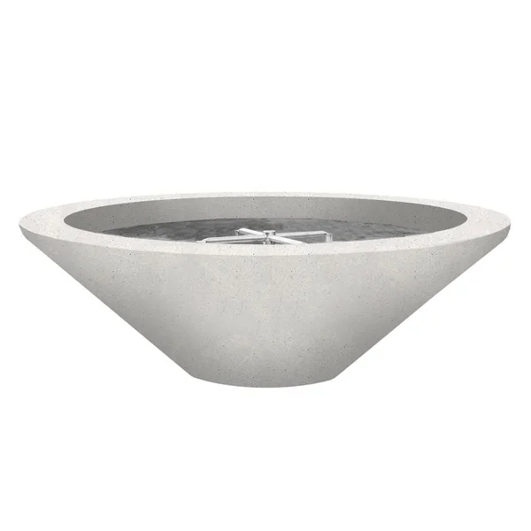 Ironwood 48 Inch Round GFRC Propane Fire Bowl in Ultra White by Lakeview Outdoor Designs