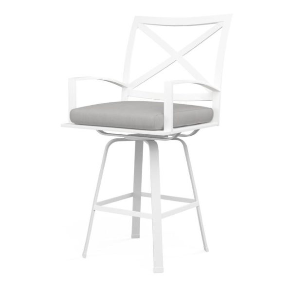 Bristol Aluminum Swivel Counter Stool w/ Self Welt in White/Canvas Granite by Sunset West