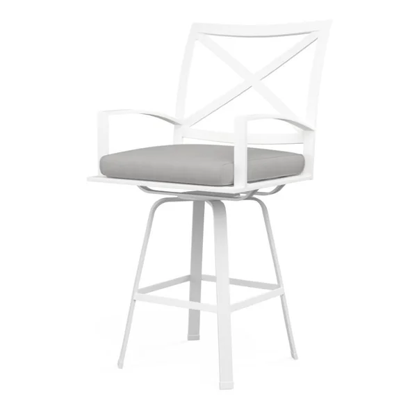 Bristol Aluminum Swivel Counter Stool w/ Self Welt in White/Canvas Granite by Sunset West