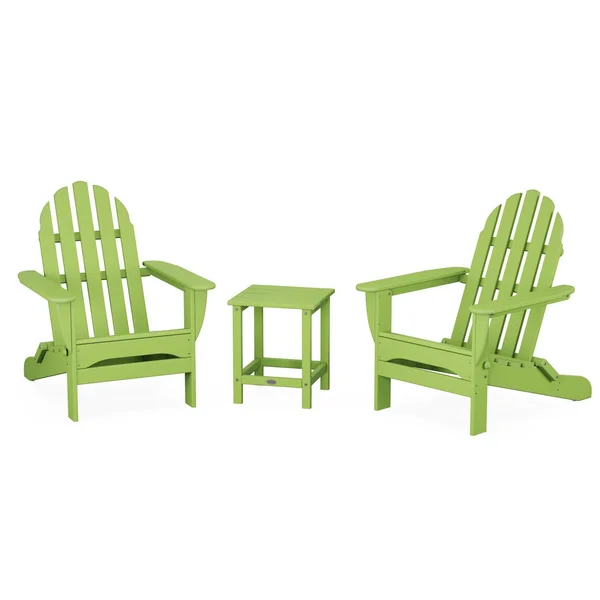 Classic Adirondack 3 Pc Recycled Plastic Seating Set in Lime by POLYWOOD
