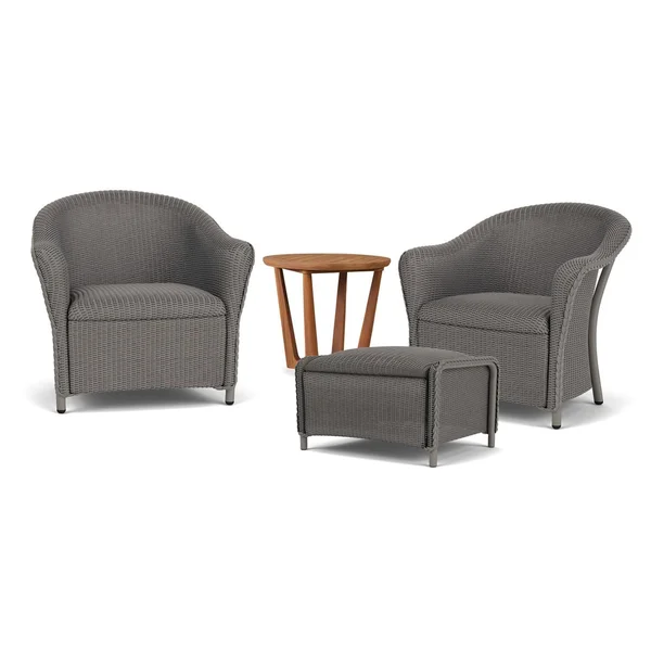 Reflections 4 Pc Lloyd Loom Seating Set in Pewter by Lloyd Flanders