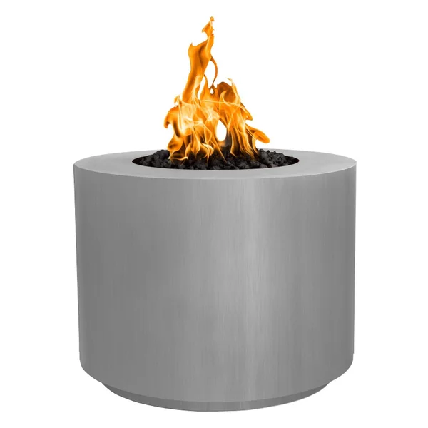 Beverly 42 Inch Round Stainless Steel Natural Gas Fire Pit w/ Glow Plug by The Outdoor Plus