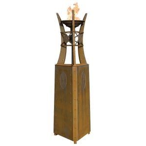 Bastille 24 Inch Square Corten Steel Natural Gas Fire Tower w/ Glow Plug in Copper by The Outdoor Plus