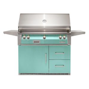 Alfresco ALXE 42-Inch Freestanding Propane Grill On Refrigerated Cart With Sear Zone And Rotisserie in Light Green - ALXE-42SZRFG-LP-S6027