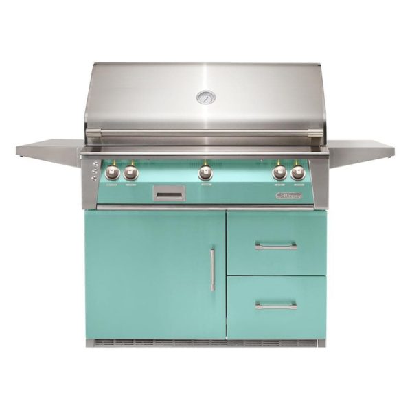 Alfresco ALXE 42-Inch Freestanding Propane Grill On Refrigerated Cart With Sear Zone And Rotisserie in Light Green - ALXE-42SZRFG-LP-S6027