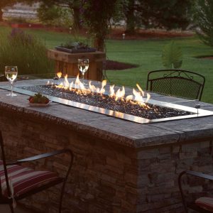 Carol Rose 65 Inch Rectangular Stainless Steel Natural Gas w/ Electronic Ignition Fire Pit in Stainless Steel by Empire Comfort Systems