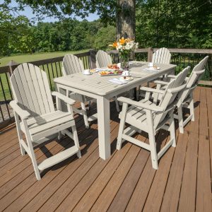 Dream Bay 7 Pc Recycled Plastic Counter Height Dining Set in Whitewash by Lakeview