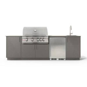 Urban Bonfire Cove 32 Outdoor Kitchen w/ Blaze LTE Natural Gas Grill, Sink, Refrigerator, Danae Dekton Countertop & Clay Finish - B-Cove-32-Blaze-Danae-Clay