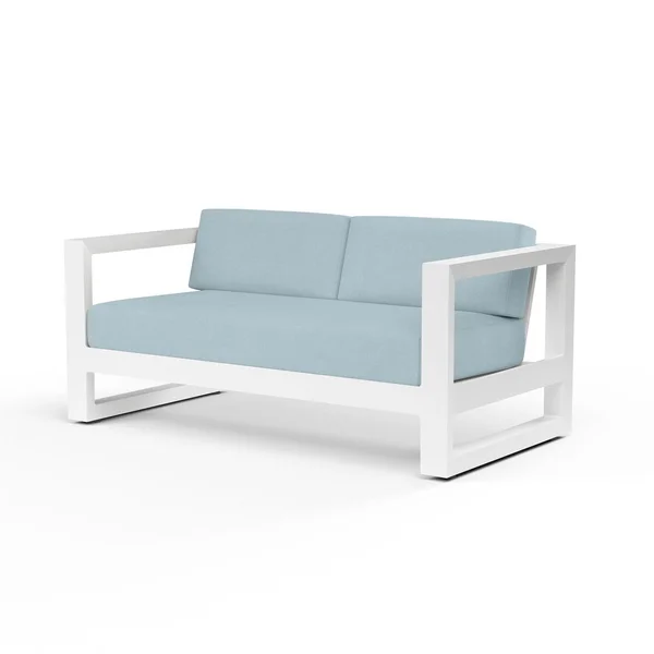 Newport Aluminum Patio Loveseat in Canvas Skyline w/ No Welt By Sunset West