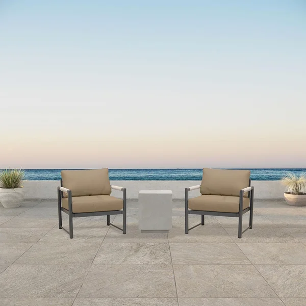 Avenue Bay 3 Pc Aluminum Seating Set in Slate/Heather Beige by Lakeview Outdoor Designs