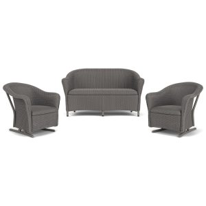 Reflections 3 Pc Lloyd Loom Seating Set w/ Rocking Chairs in Pewter by Lloyd Flanders