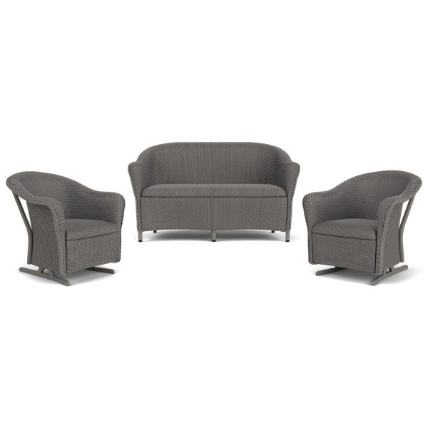 Reflections 3 Pc Lloyd Loom Seating Set w/ Rocking Chairs in Pewter by Lloyd Flanders