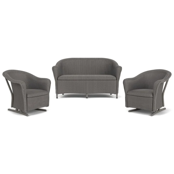 Reflections 3 Pc Lloyd Loom Seating Set w/ Rocking Chairs in Pewter by Lloyd Flanders